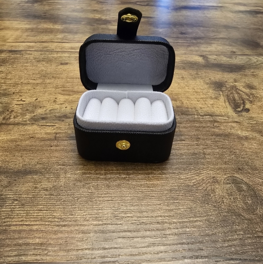 New Travel Sized Elegant Black Jewelry Box with Gold Clasp